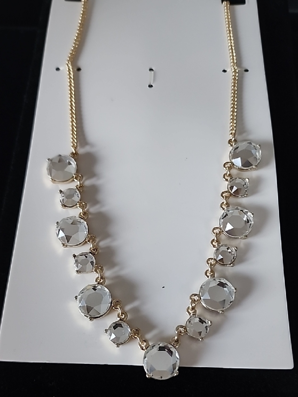 Gold Crystal Statement Necklace - Clear/Gold